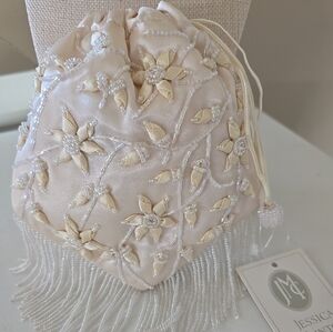 Jessica McClintock Beaded Floral Evening Bag in Light Pink
